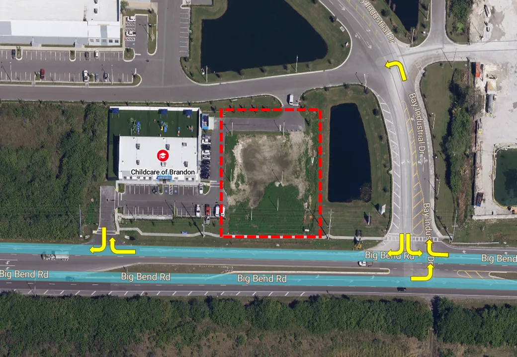 Zoomed aerial of the 6050 Big Bend Road development parcel